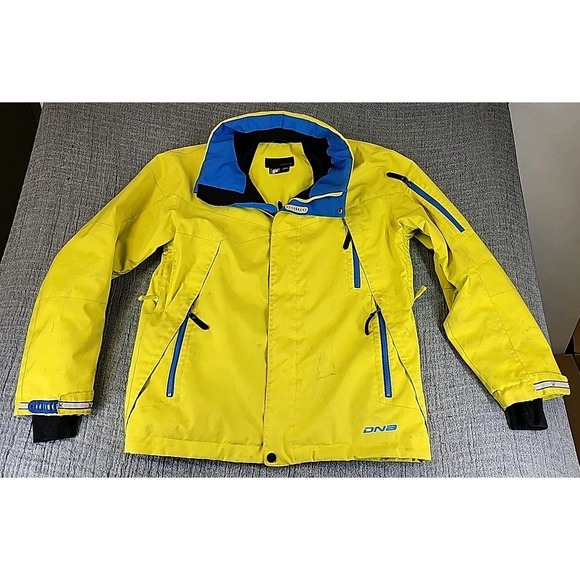 Descente DNA Jacket Mens Size M Yellow Blue Ski Snow Full Zip Lined